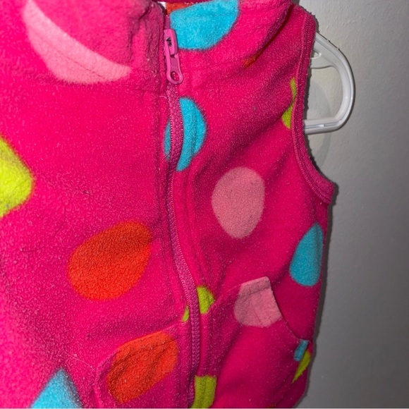 5/$15 George Pink Fleece Vest with Colorful Dots - Picture 3 of 5